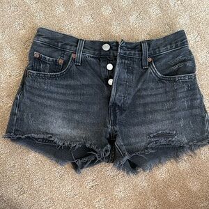 LEVI'S 501 High Rise Womens Denim Shorts - size 24 black wash